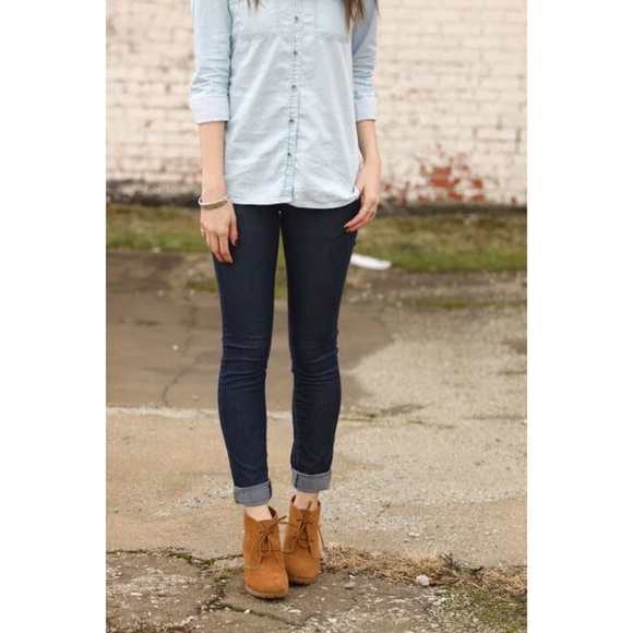 Camel Almond Toe Lace Up Wedge Ankle Booties - Picture 3 of 4